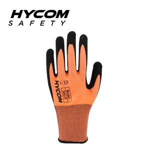 HYCOM 18G ANSI 4 Cut Resistant Glove Recycled Yarn with Palm Sandy Nitrile Coating PPE Gloves