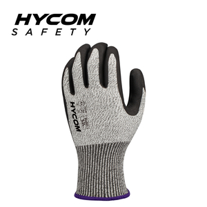 HYCOM 13G ANSI 2 No Steel No Glass Cut Resistant Glove with Palm Foam Nitrile Coating Work Gloves